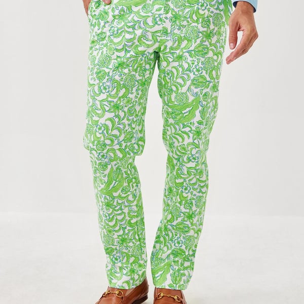 New Lilly Pulitzer Men's Green Floral Print Straight Leg Pants (Size 40)