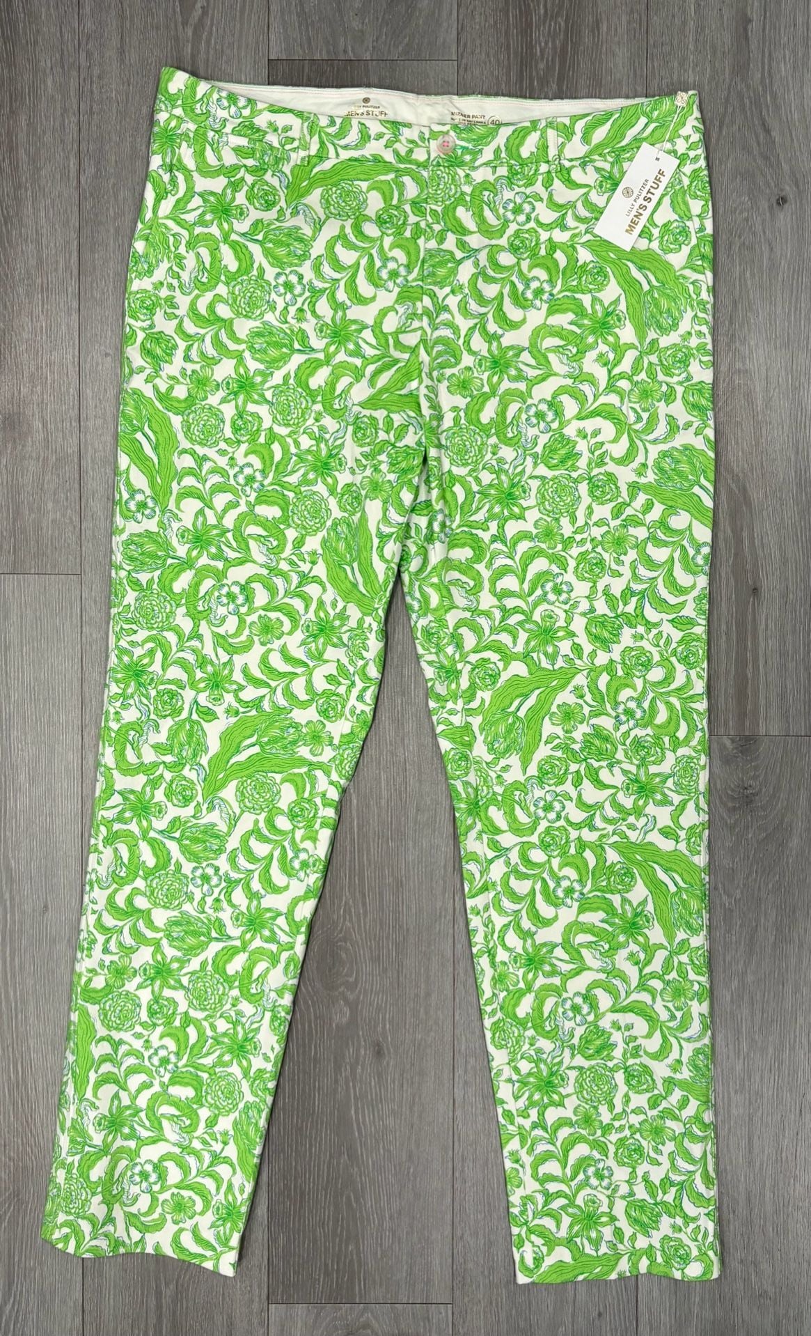 New Lilly Pulitzer Men's Green Floral Print Straight Leg Pants (Size 40) 7