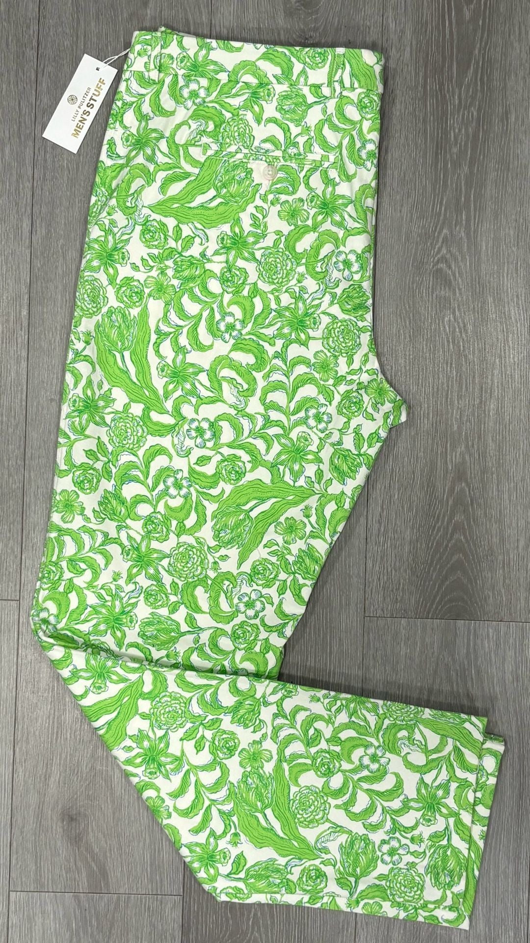 New Lilly Pulitzer Men's Green Floral Print Straight Leg Pants (Size 40) 9