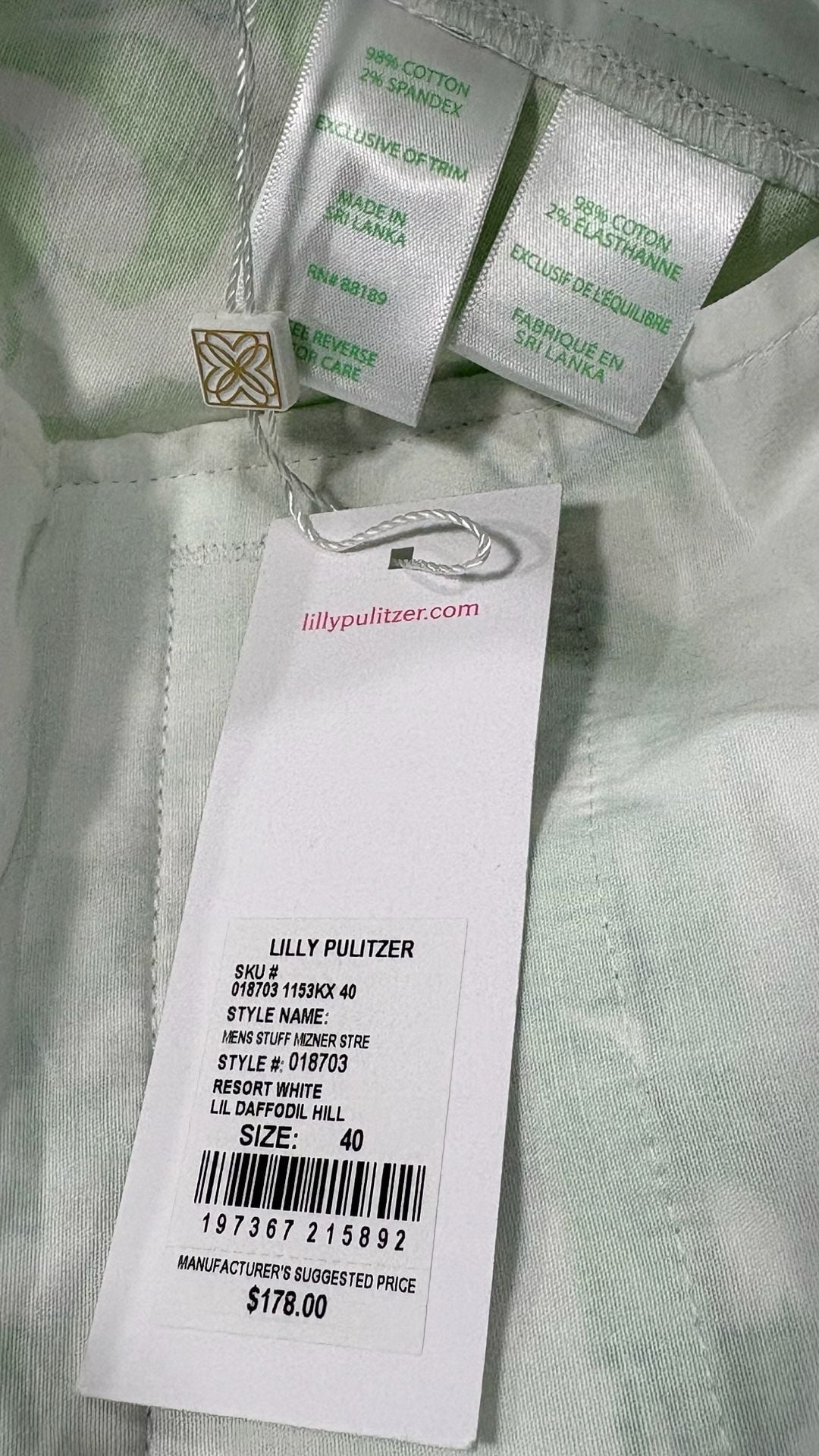 New Lilly Pulitzer Men's Green Floral Print Straight Leg Pants (Size 40) 11