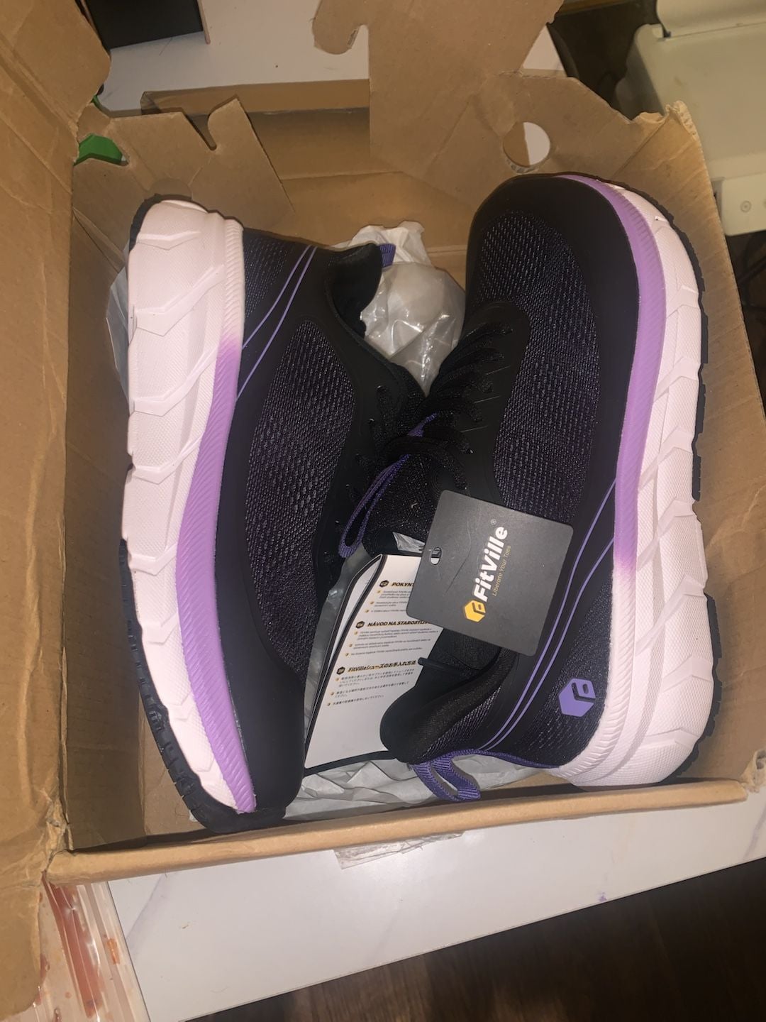 FitVille Women's Flow Low Athletic Sneakers Black Purple Size 9.5W 1