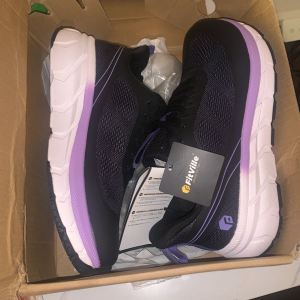 FitVille Women's Flow Low Athletic Sneakers Black Purple Size 9.5W