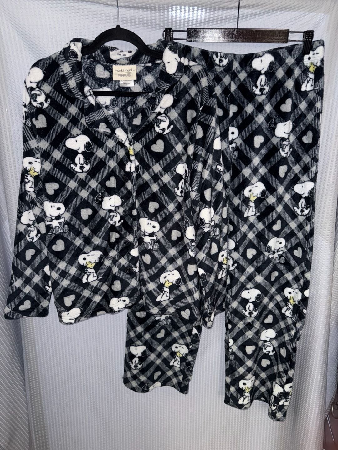 Munki Munki Peanuts Snoopy Fleece Pajama Set Size L 1