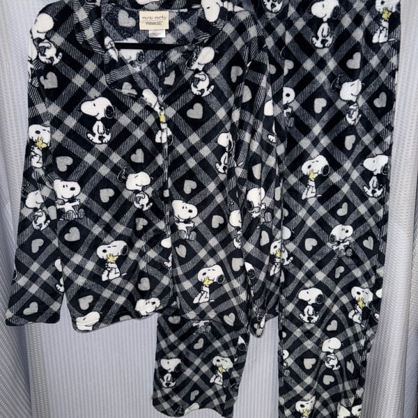 Munki Munki Peanuts Snoopy Fleece Pajama Set Size L