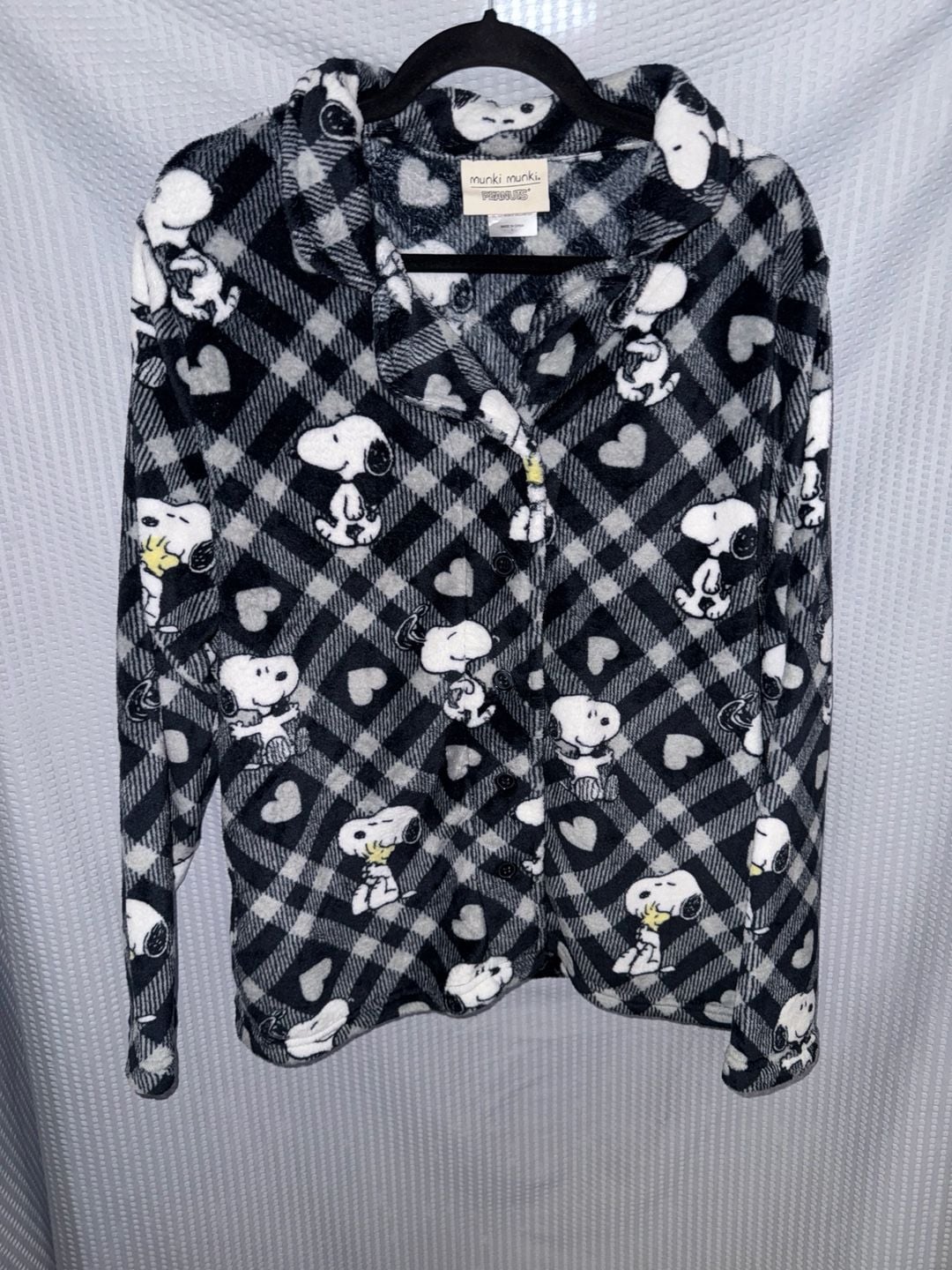 Munki Munki Peanuts Snoopy Fleece Pajama Set Size L 2