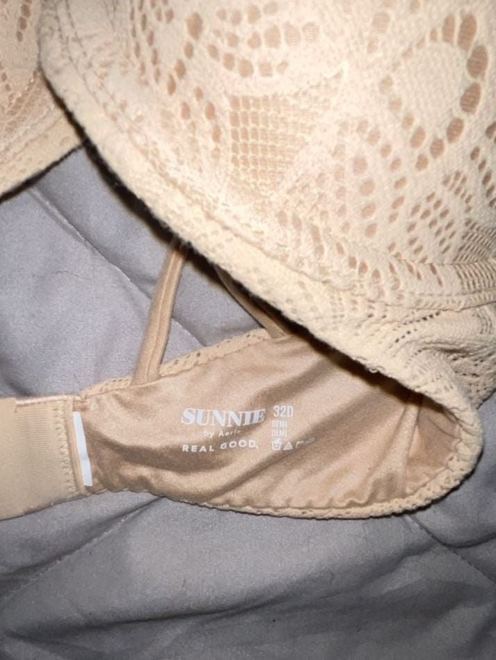 Aerie Sunnie Demi Bra 32D Nude Lace 2
