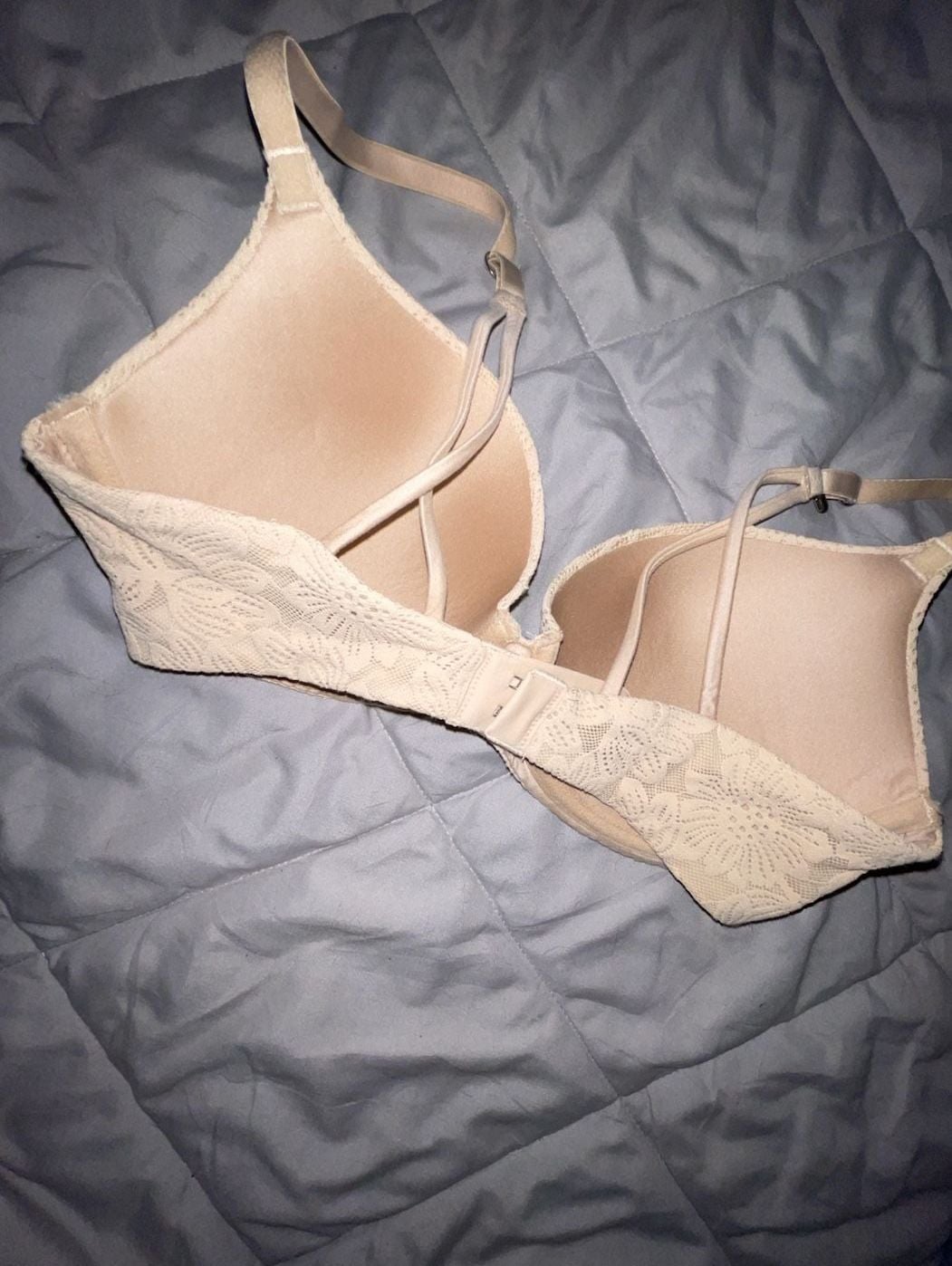 Aerie Sunnie Demi Bra 32D Nude Lace 3