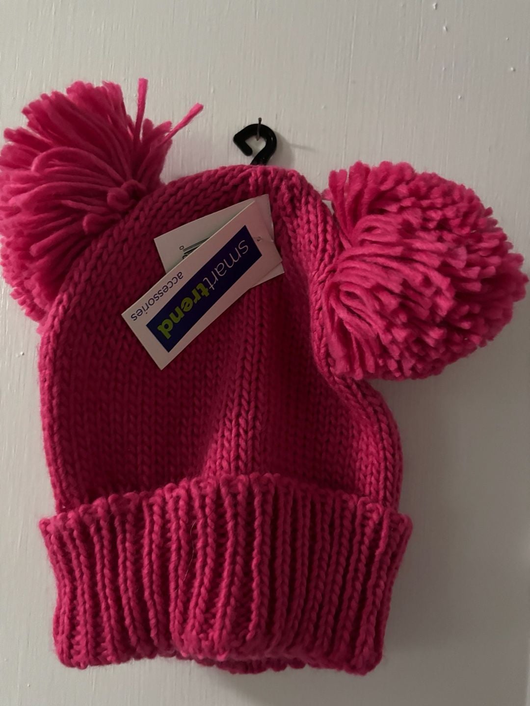 Smarttrend Accessories Hot Pink Double Pom Pom Knit Beanie 1