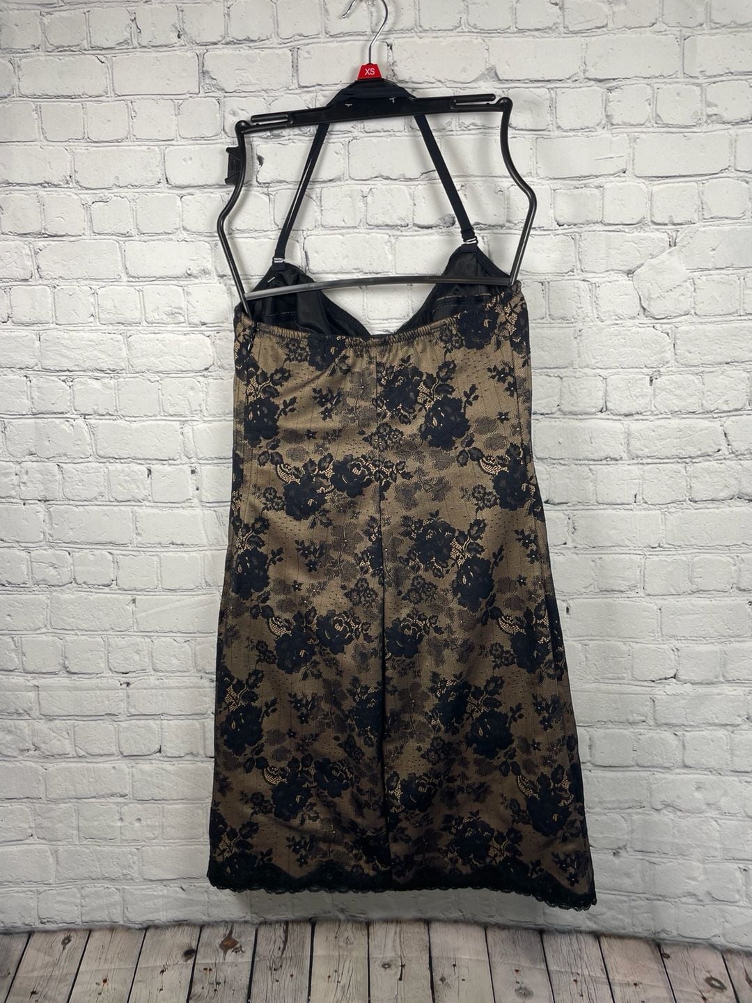 Lunaire Shapewear/Mini Dress Black and Tan Lace Bustier 38D 2