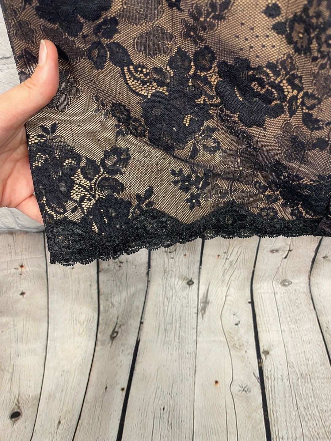 Lunaire Shapewear/Mini Dress Black and Tan Lace Bustier 38D 3