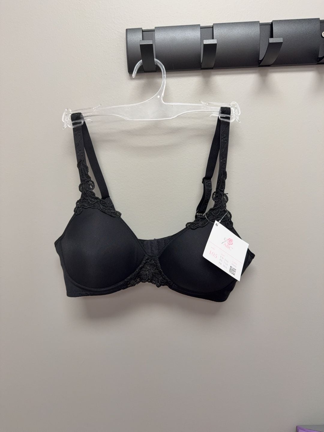 ABC Style 105 Lace Trim Bra Black US 34A 1