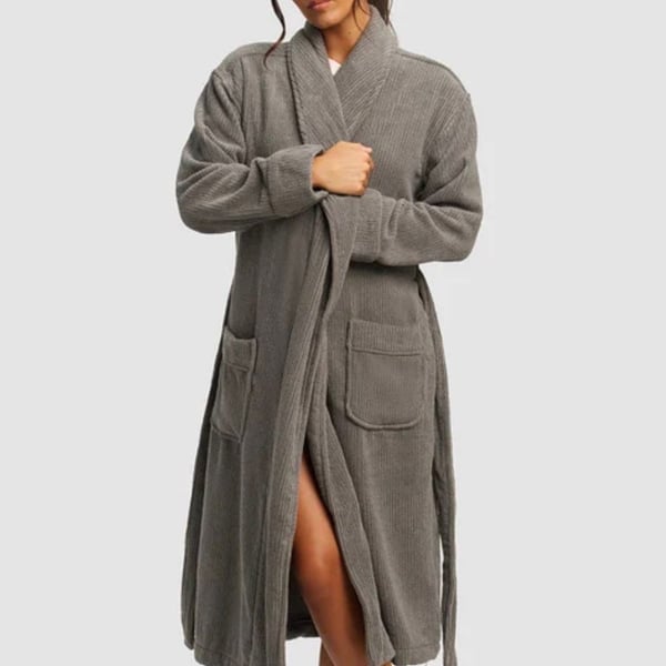 Cozy Earth Ribbed Bathrobe Size Large