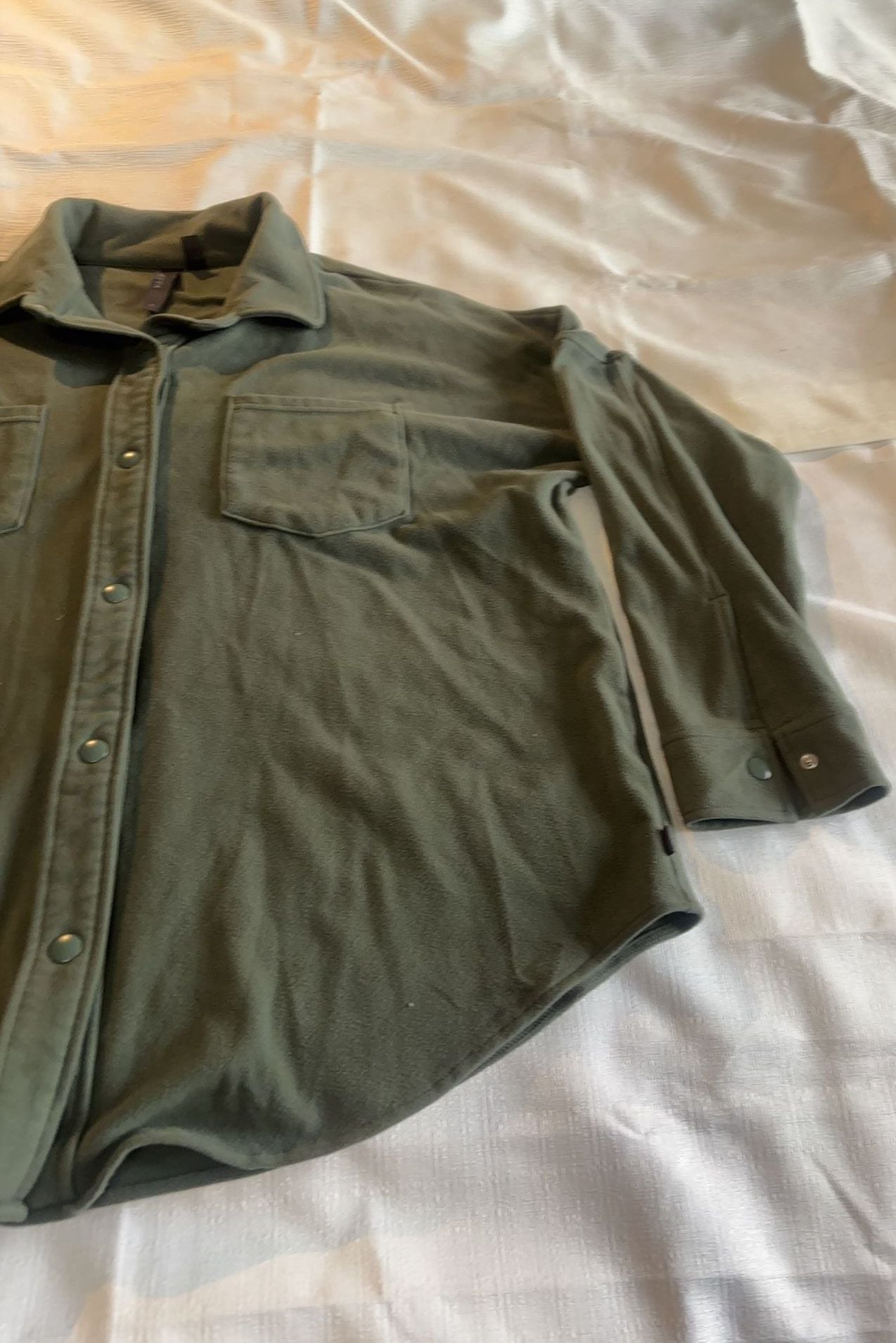 Mondetta Olive Green Fleece Button-Down Shirt Jacket XL 4