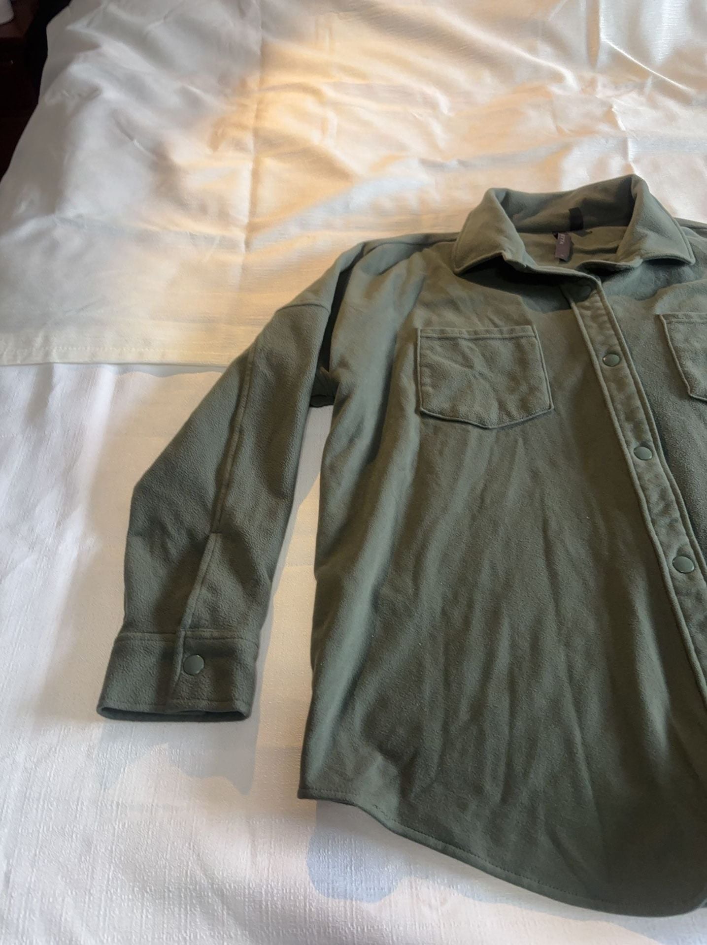 Mondetta Olive Green Fleece Button-Down Shirt Jacket XL 5