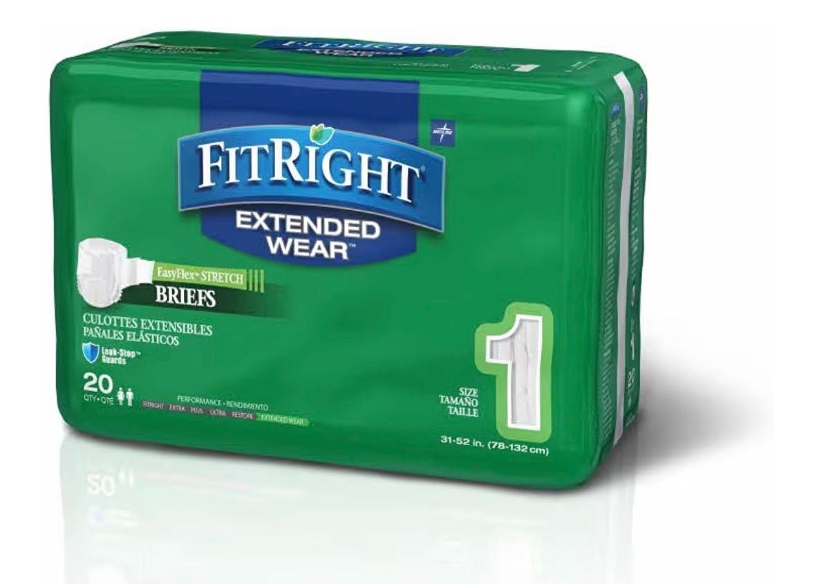 Medline FitRight Stretch Briefs Overnight Size M/L 31-51 inch 20 Count 2