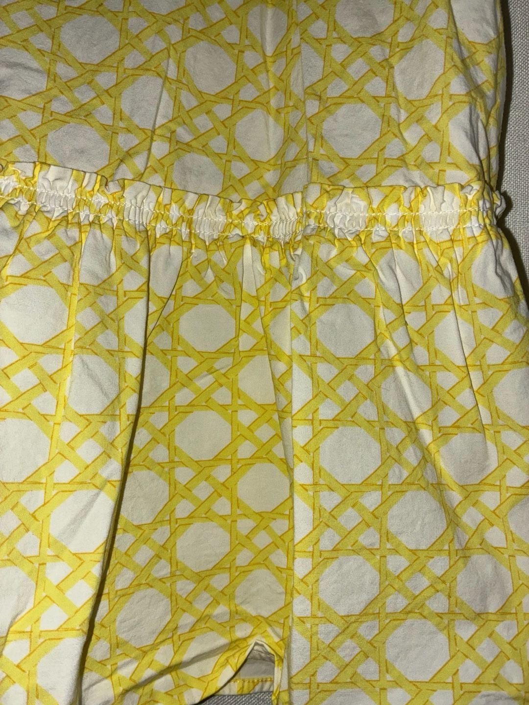 Ann Taylor Sleeveless Peplum Top Yellow White Cane Print Size XL 3