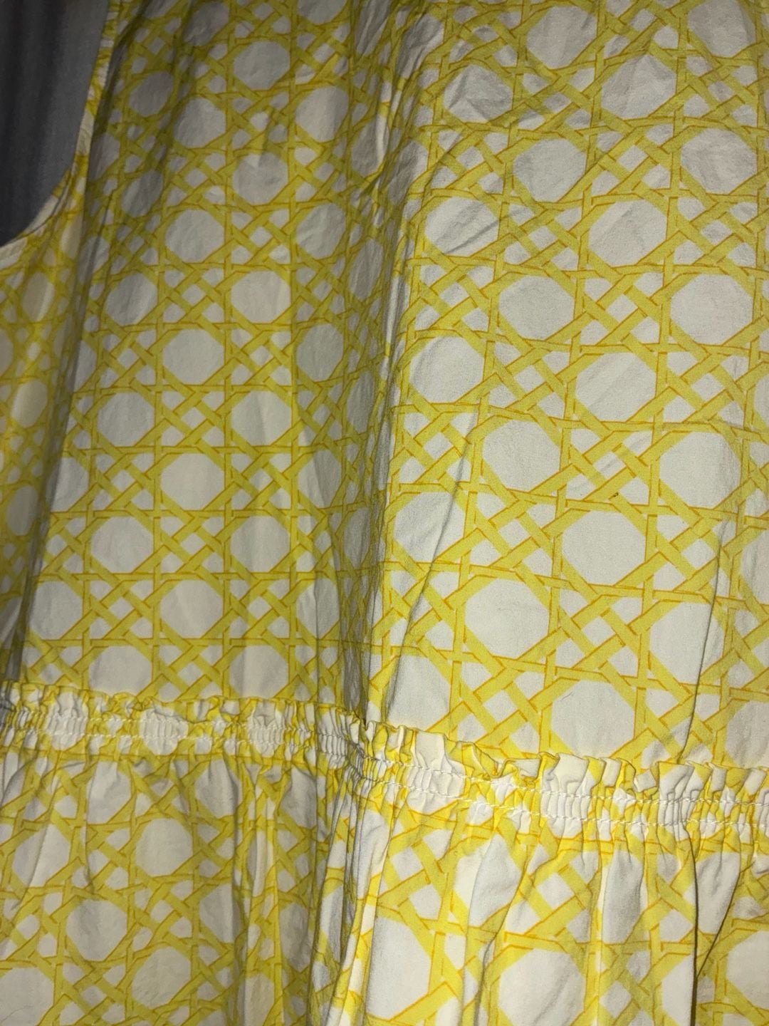 Ann Taylor Sleeveless Peplum Top Yellow White Cane Print Size XL 4