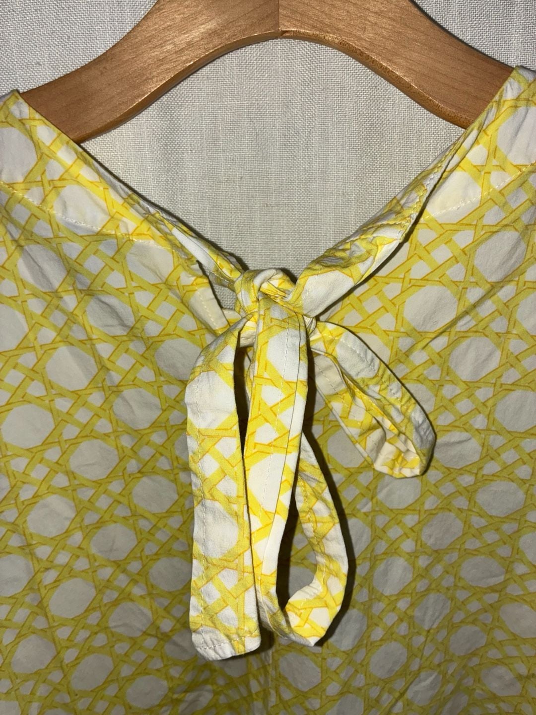 Ann Taylor Sleeveless Peplum Top Yellow White Cane Print Size XL 7
