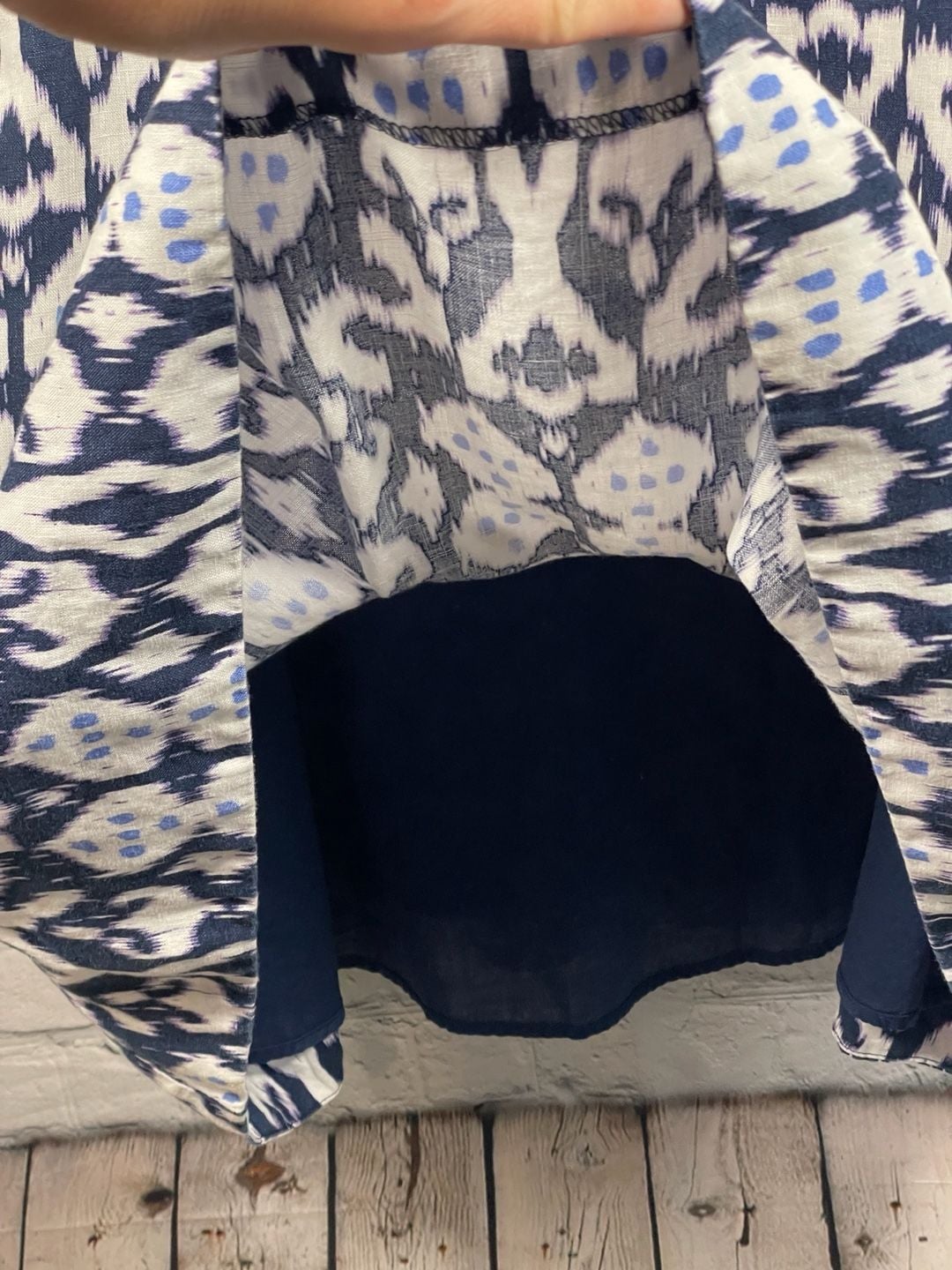 Gap Blue and White Coastal Ikat Print 100% Linen Lined Sleeveless Dress Sz 10 7