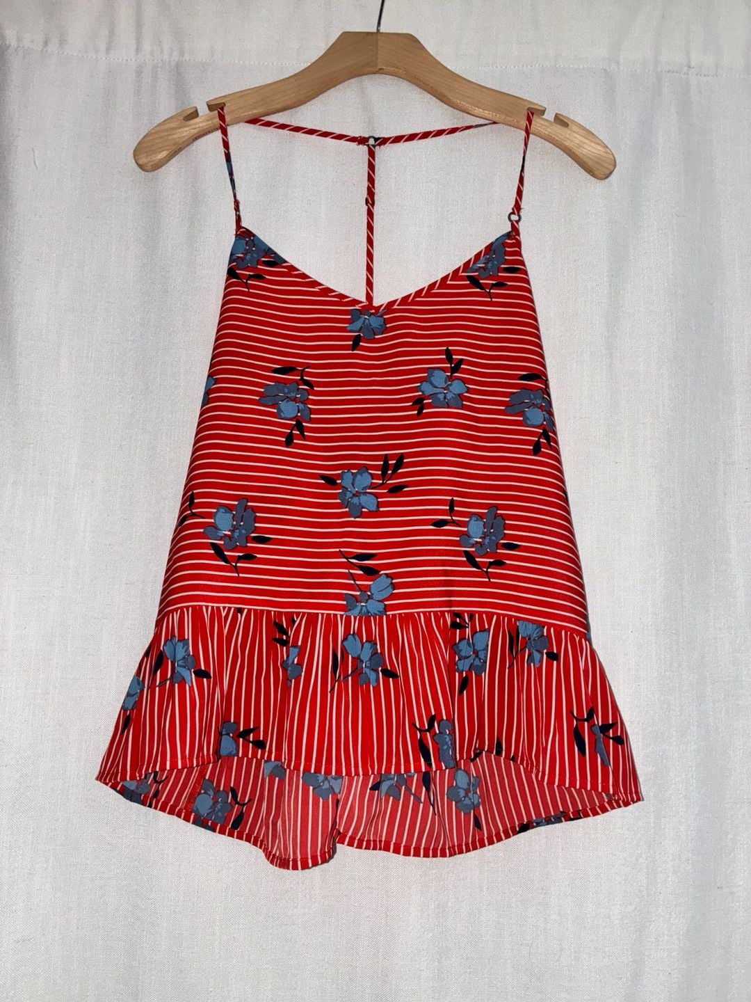 Abercrombie & Fitch Floral Striped Peplum Cami Top Size S 2