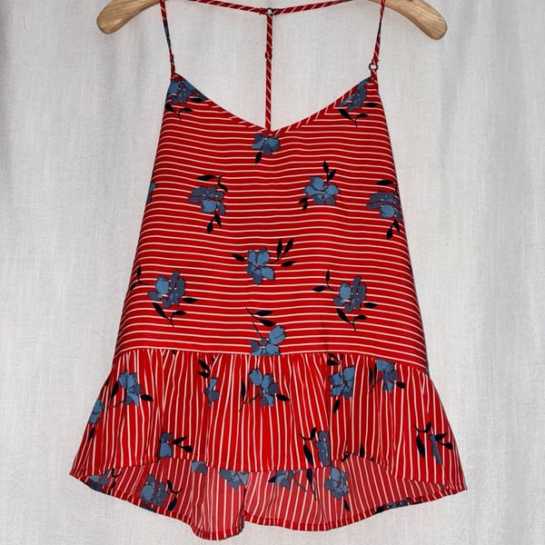 Abercrombie & Fitch Floral Striped Peplum Cami Top Size S