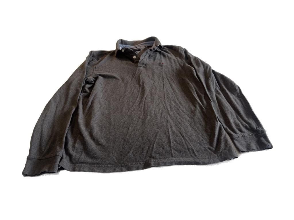 Tommy Hilfiger Custom Fit Long Sleeve Polo Shirt Gray Size M 2