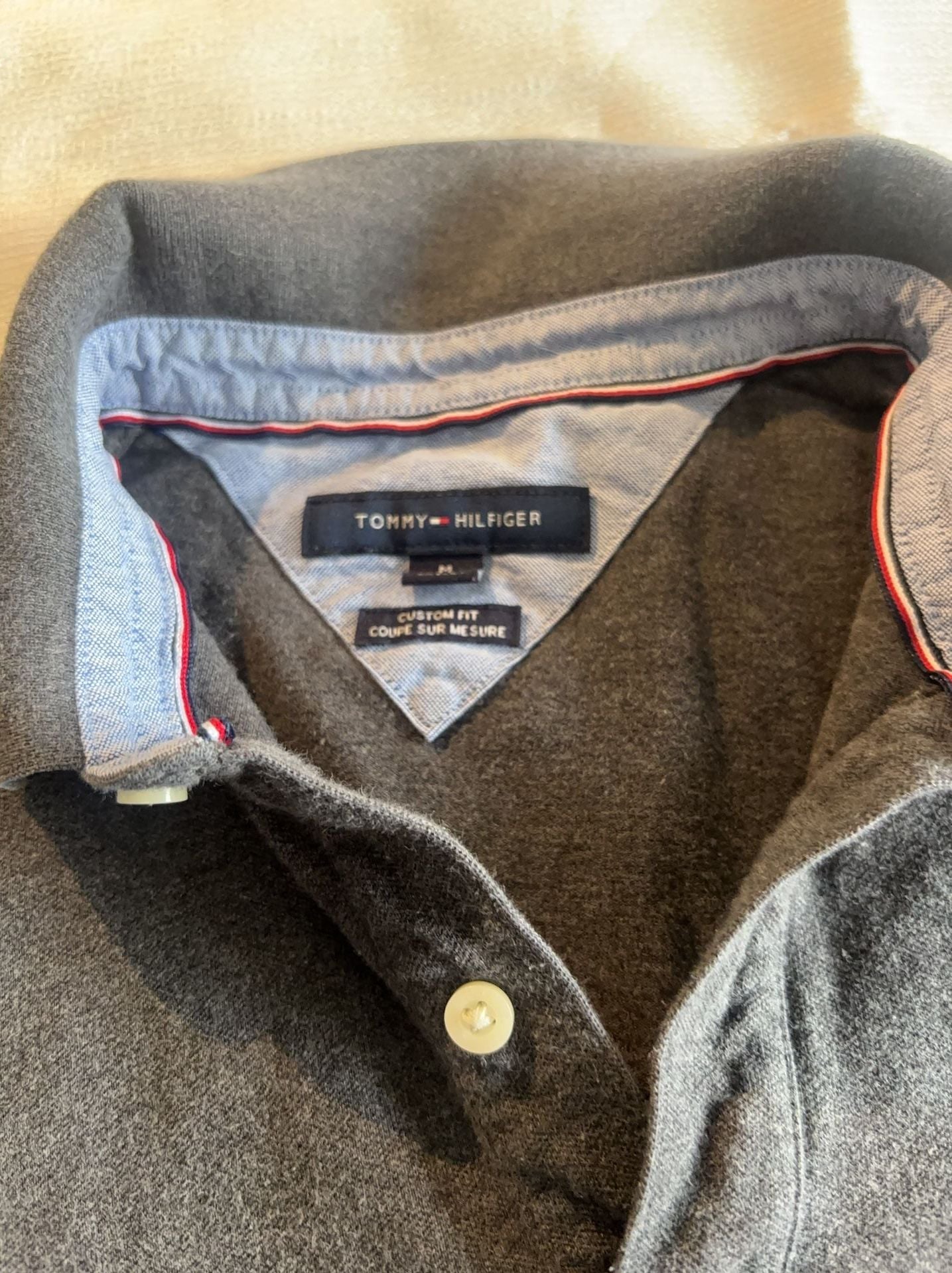 Tommy Hilfiger Custom Fit Long Sleeve Polo Shirt Gray Size M 4