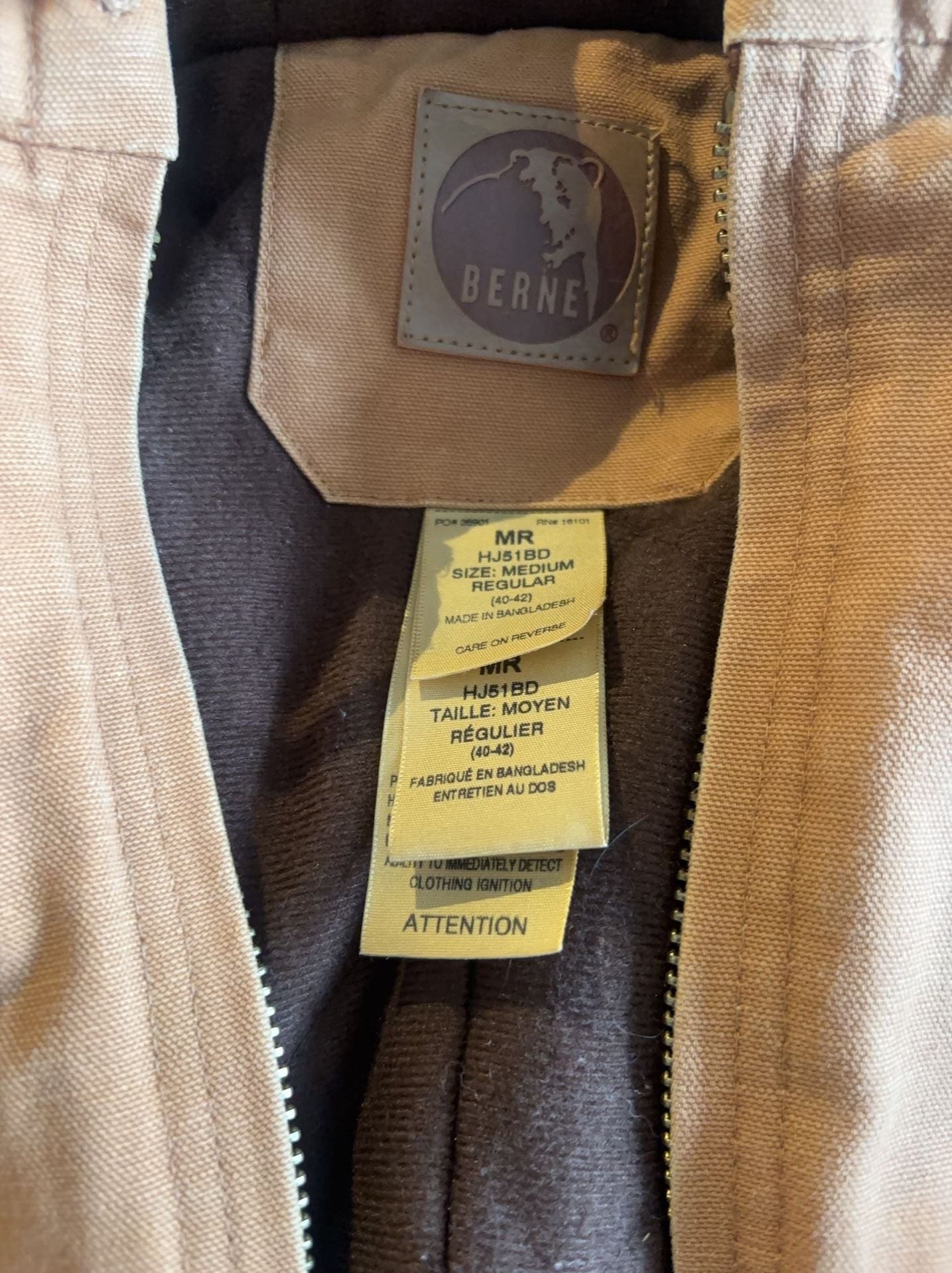 Berne HJ51BD Hooded Duck Jacket Brown Size Medium 4