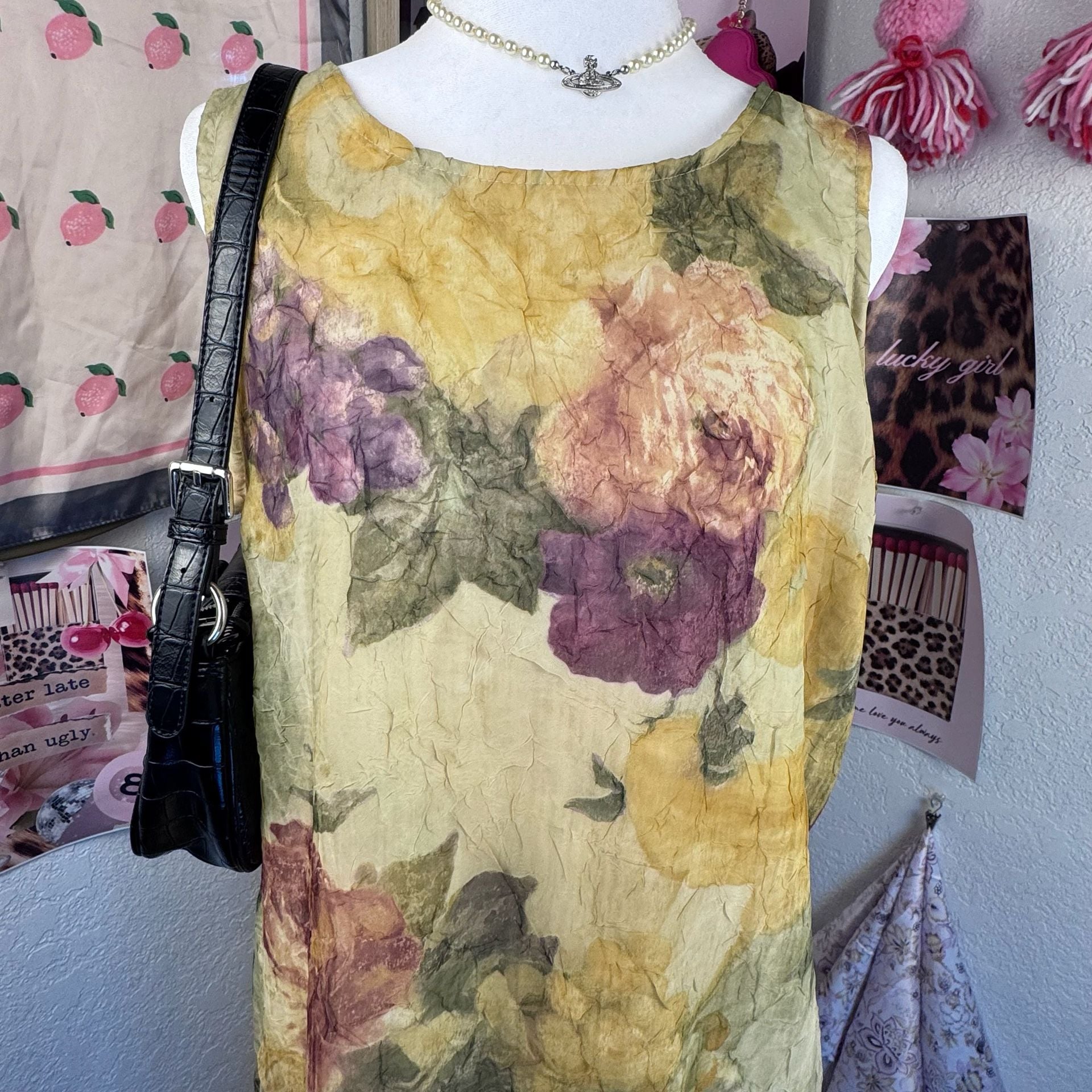 Christy Lyn Vintage Floral Crinkle Maxi Dress Size 11/12 2