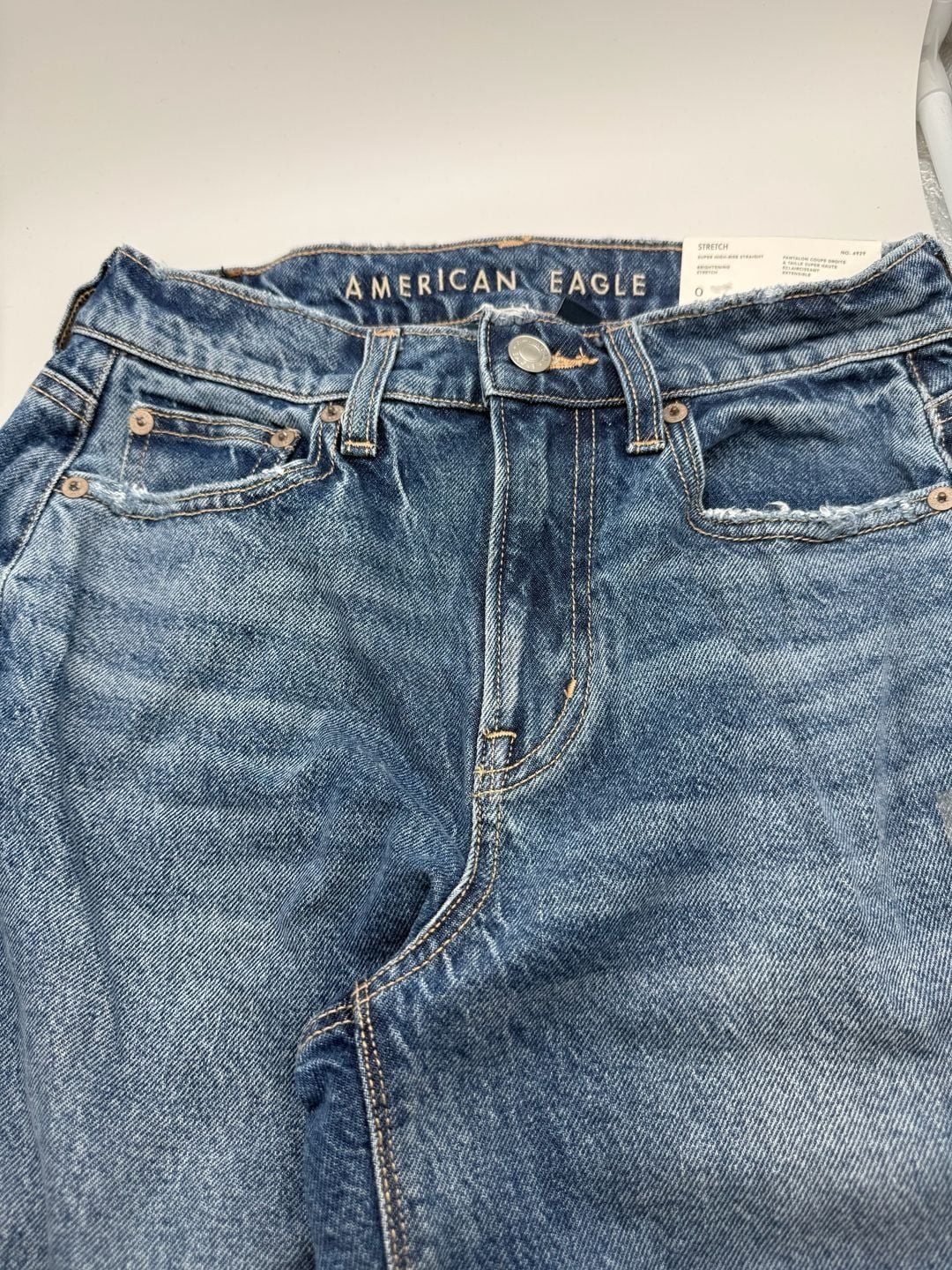 American Eagle Super High-Rise Straight Stretch Jeans Size 0 25W Regular 6