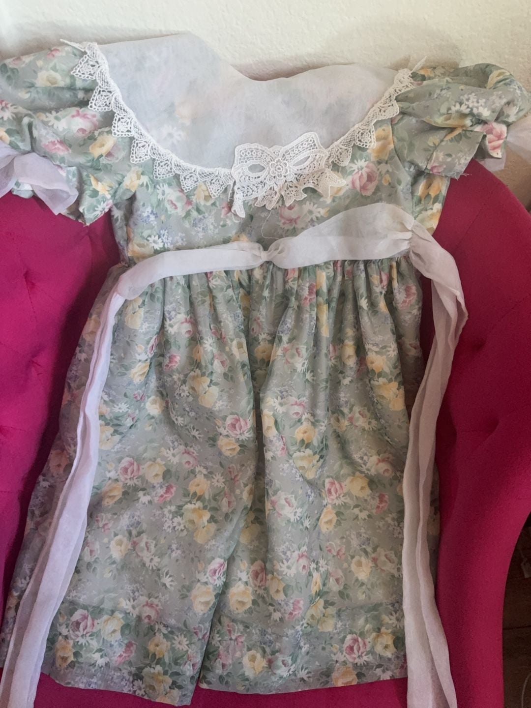 Jayne Copeland Vintage Floral Dress with Lace Collar- Size 4, Kids 2