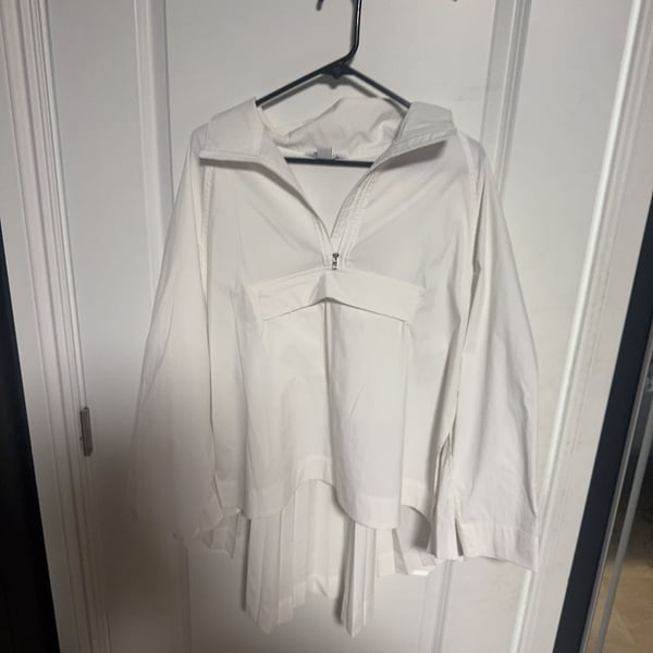Athleta White Pleated Back Quarter Zip Pullover Size SP