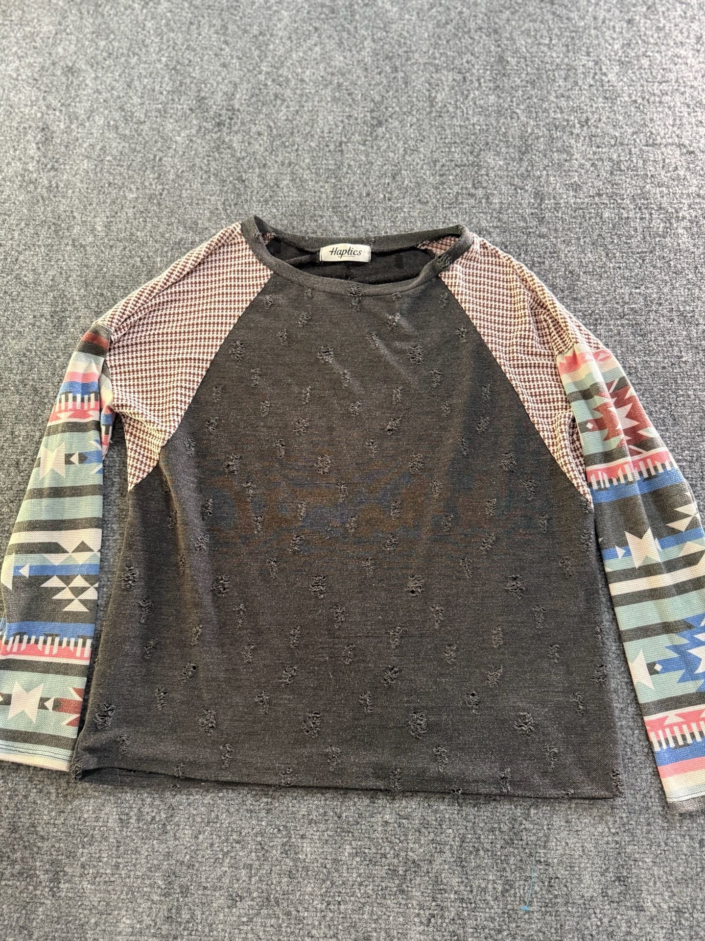 Grace and Lace Distressed Southwest Print Raglan Long Sleeve Top
B170JC 3