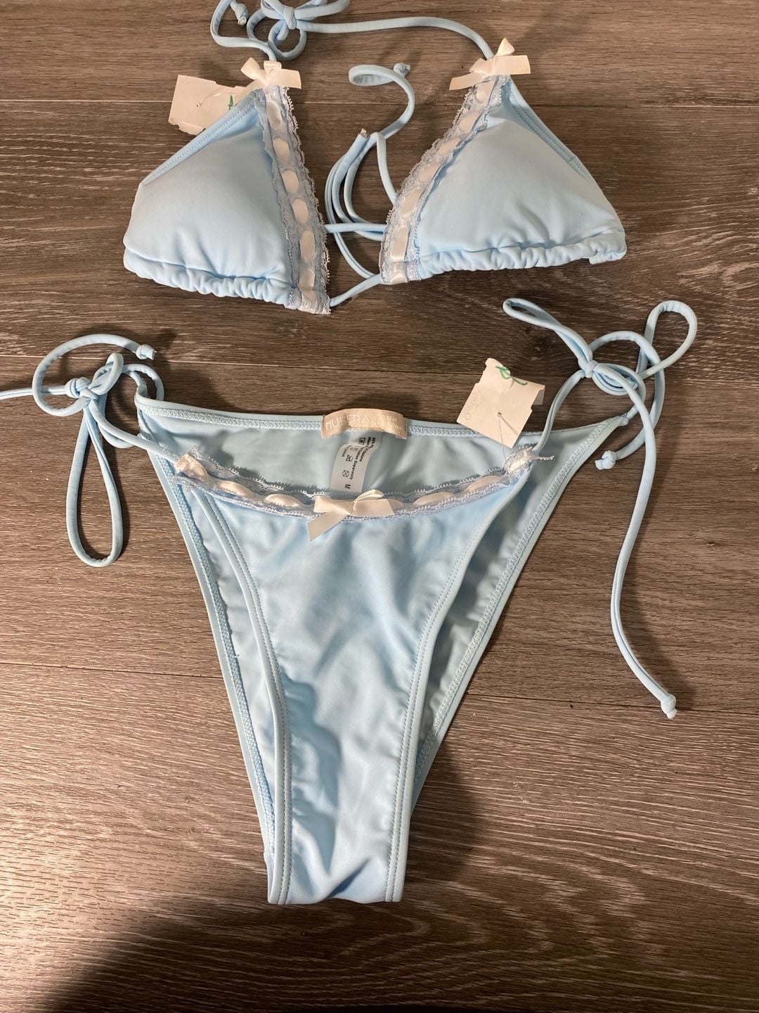 Musera Light Blue Lace Trim Bikini Set Size M/L 1