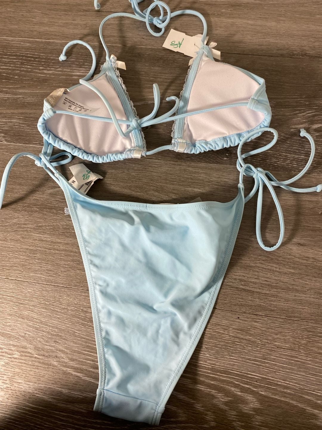 Musera Light Blue Lace Trim Bikini Set Size M/L 4