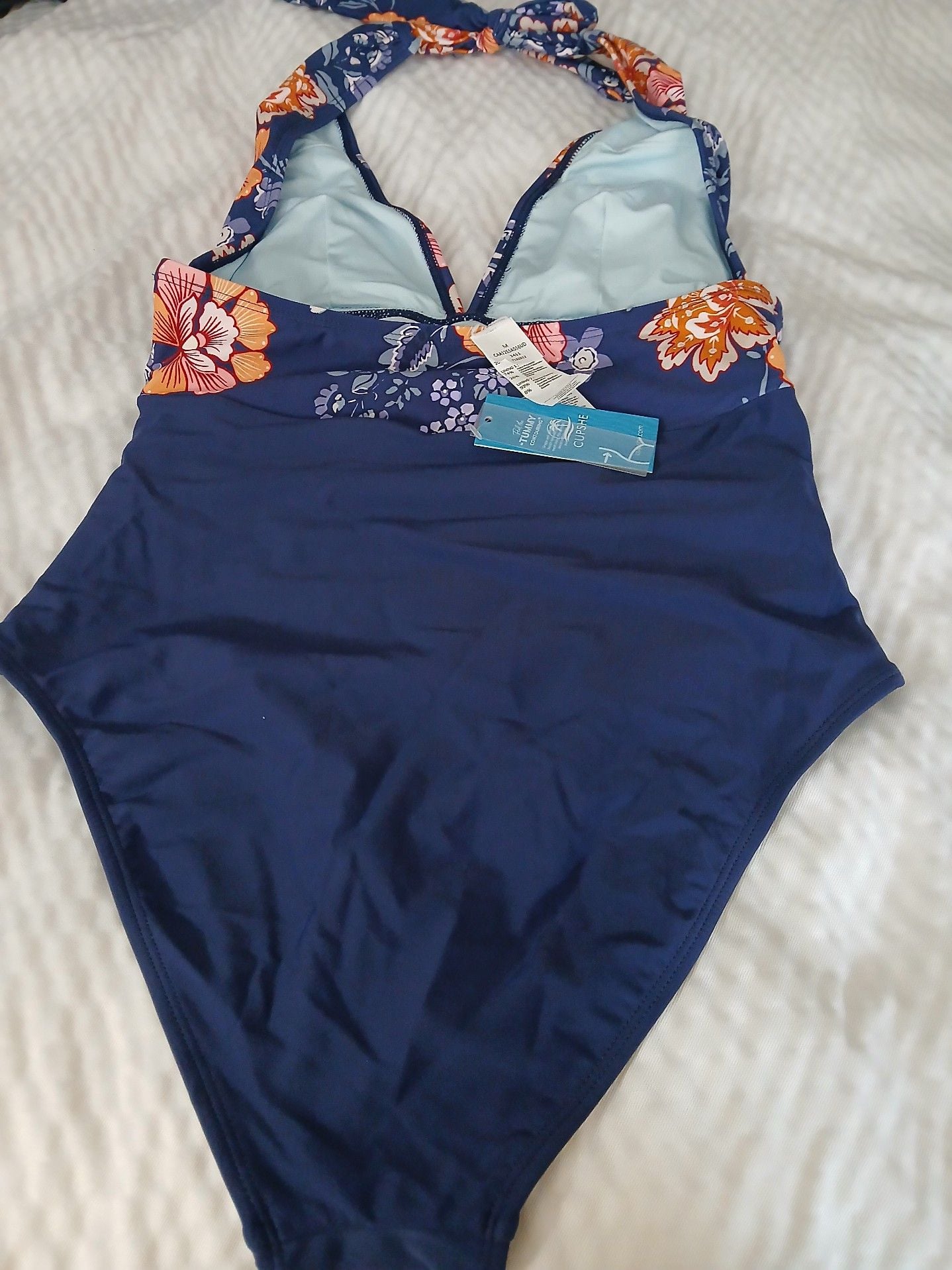 Cupshe Women's Floral Halter Tummy Control One-Piece Swimsuit Size M 4