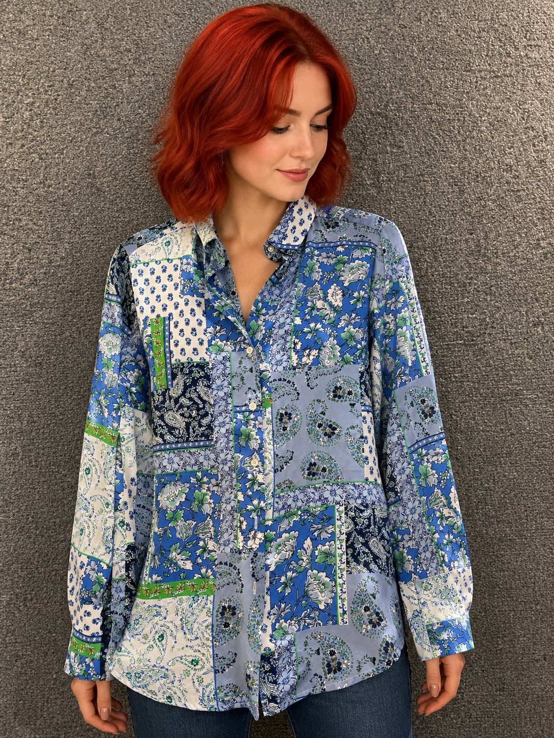Joan Rivers Patchwork Print Crepe Polyester Tunic Blouse Plus Size Women's 20W
B184JC 2