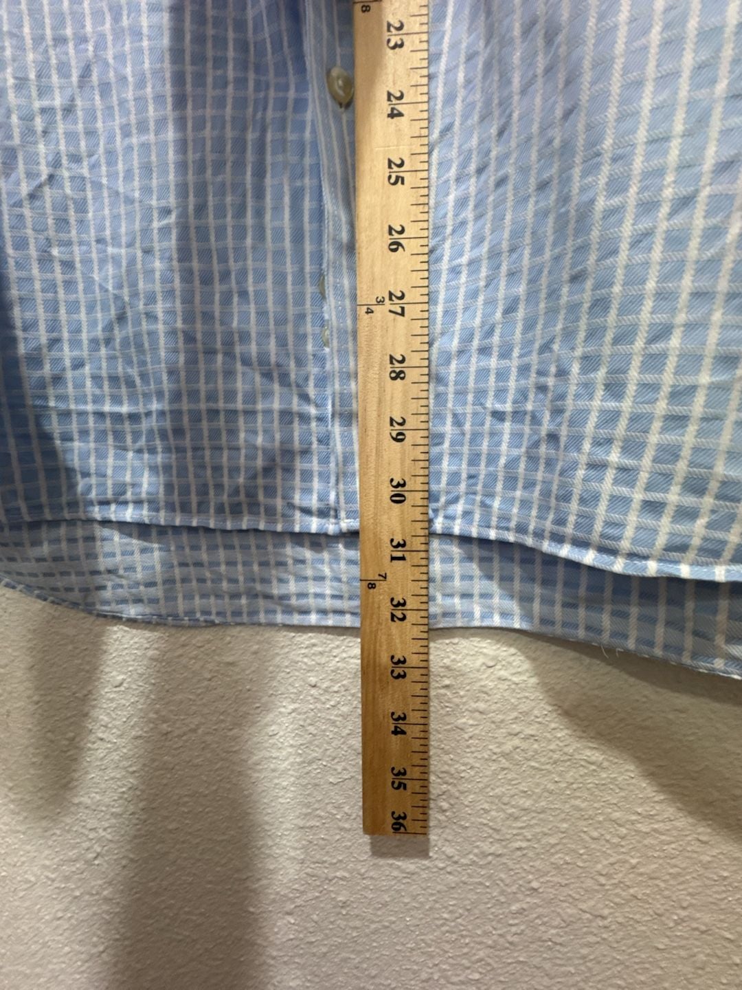 Peter Millar Men's Long Sleeve Button Down Shirt Blue White Check Size 18 1/2 12