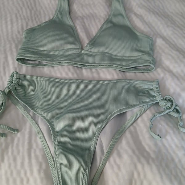 Ribbed Sage Green Bikini Set