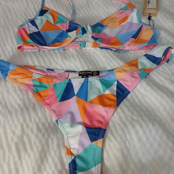 Nasty Gal Geometric Print Bikini Set Size 12