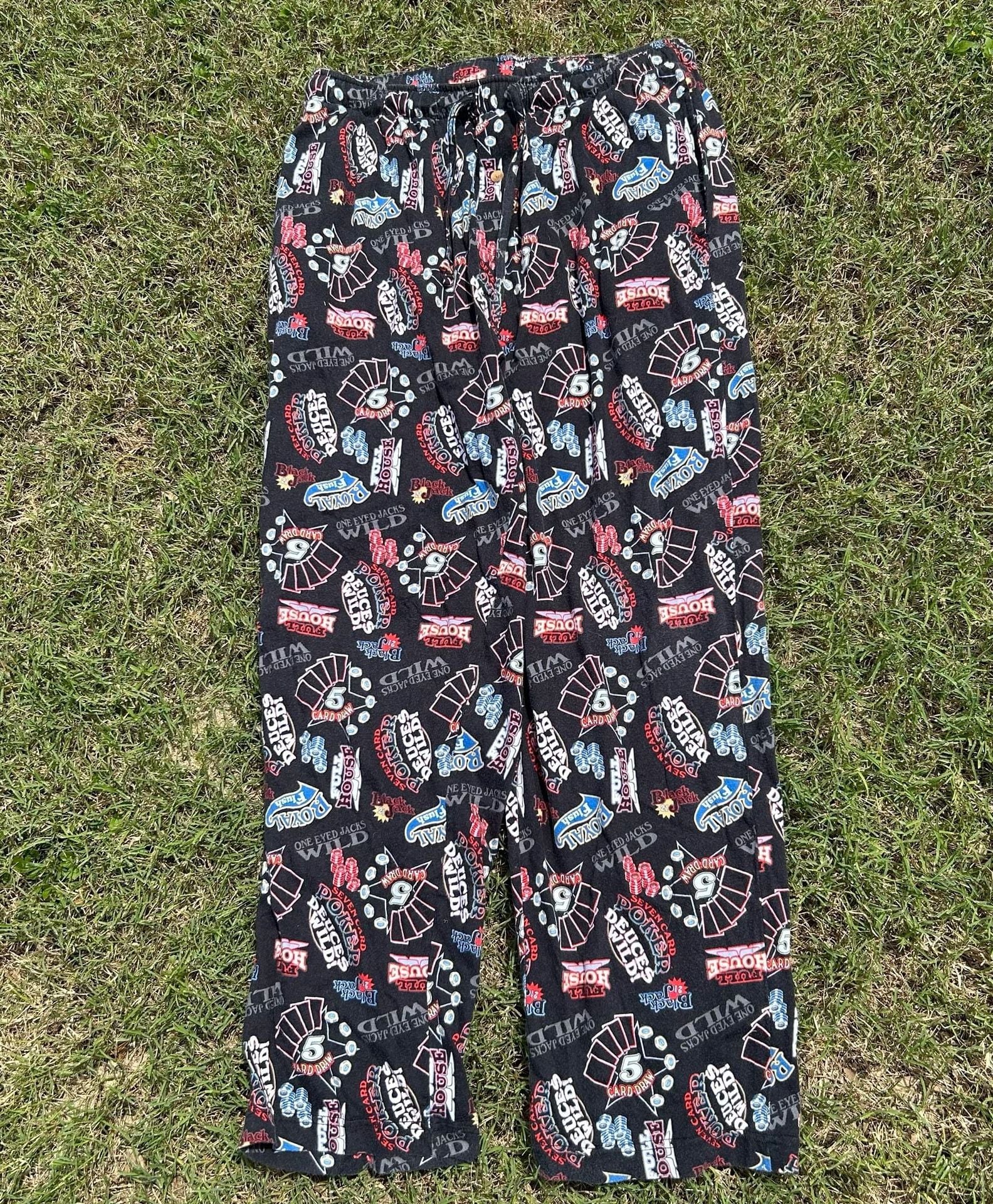 Stafford Men's Size Large Poker Print Cotton Pajama Lounge Pants 1