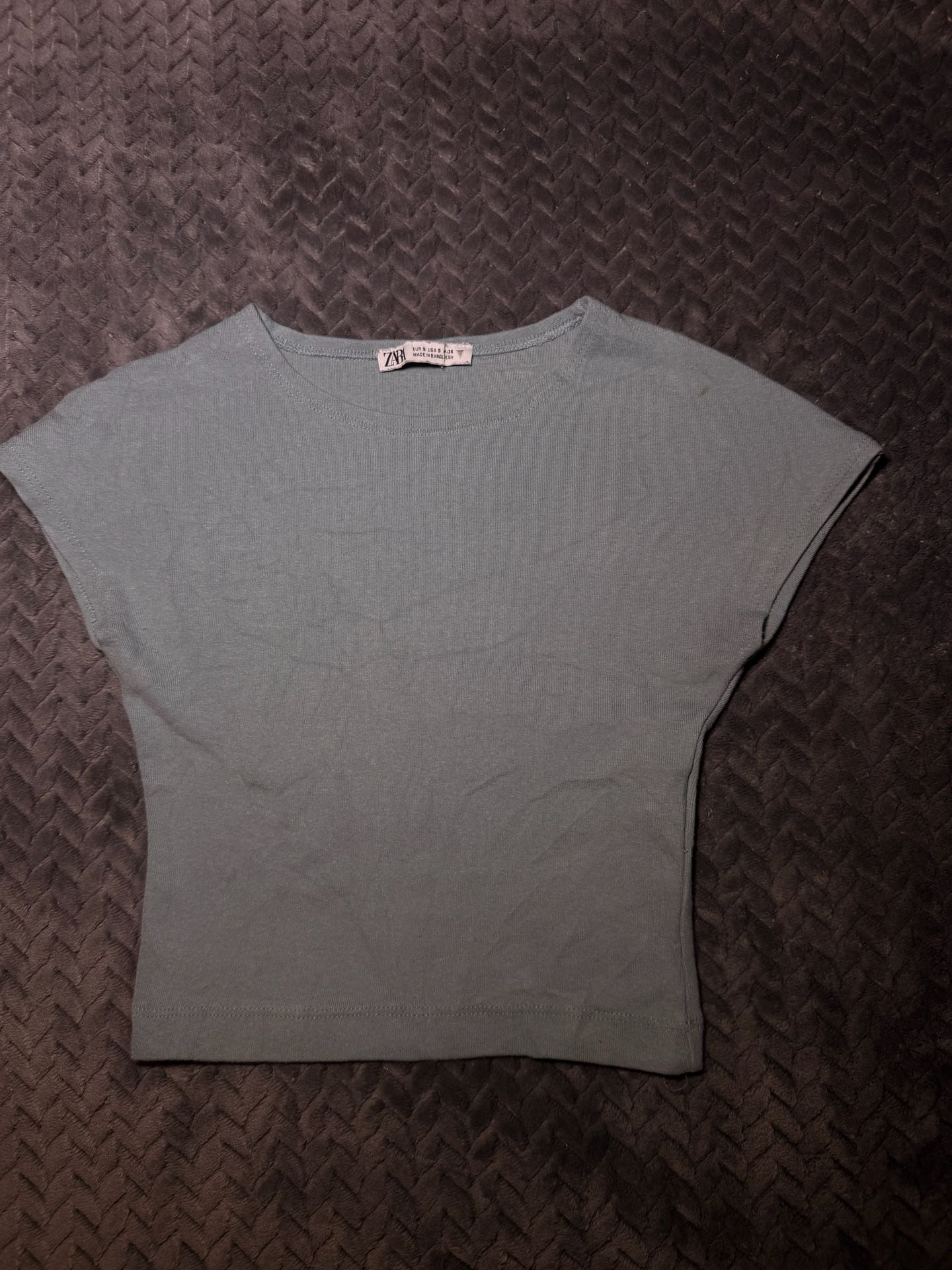 Zara Ribbed Cap Sleeve Crop Top Size S 2