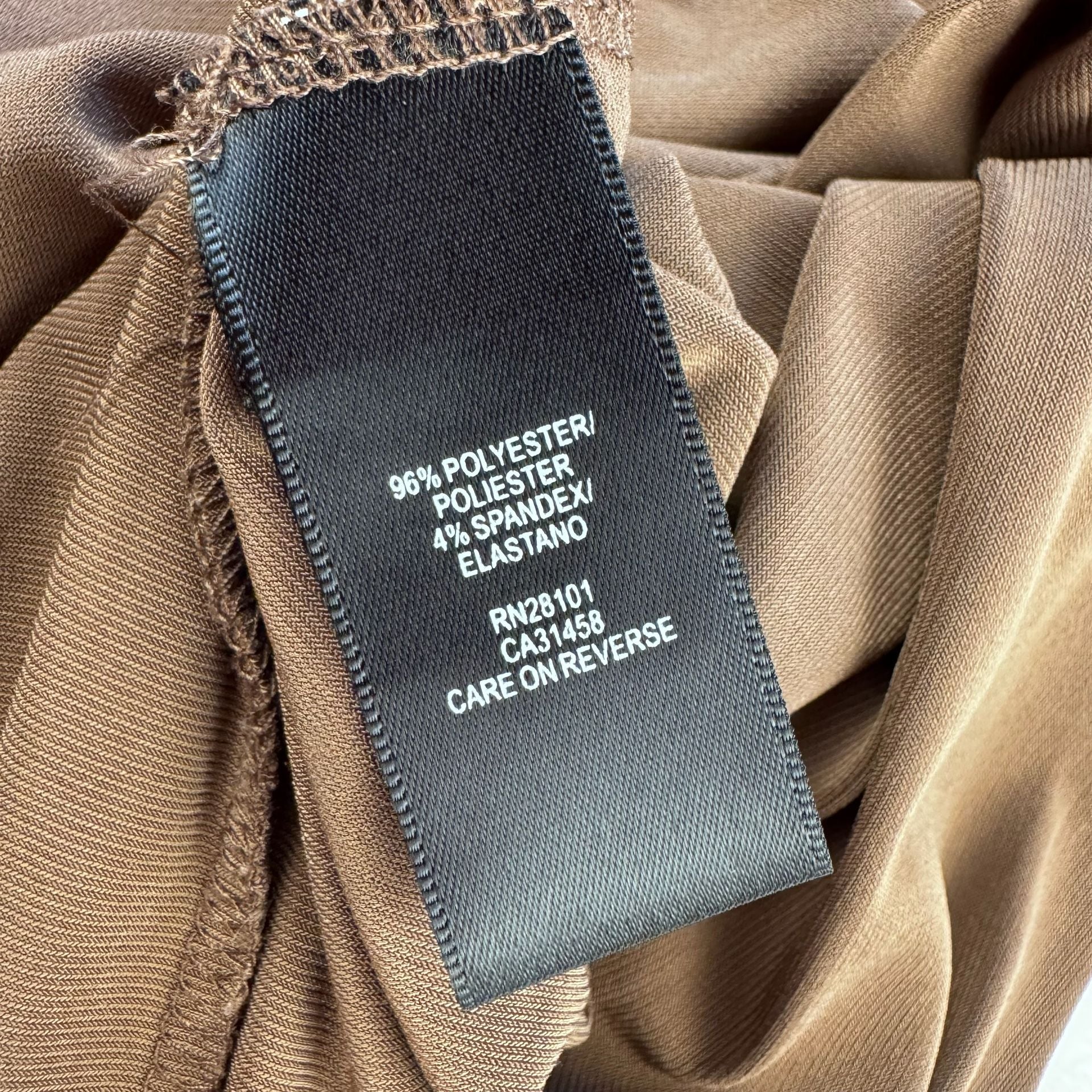 BCBG vintage Brown Ruched V-Neck Midi Dress medium  21