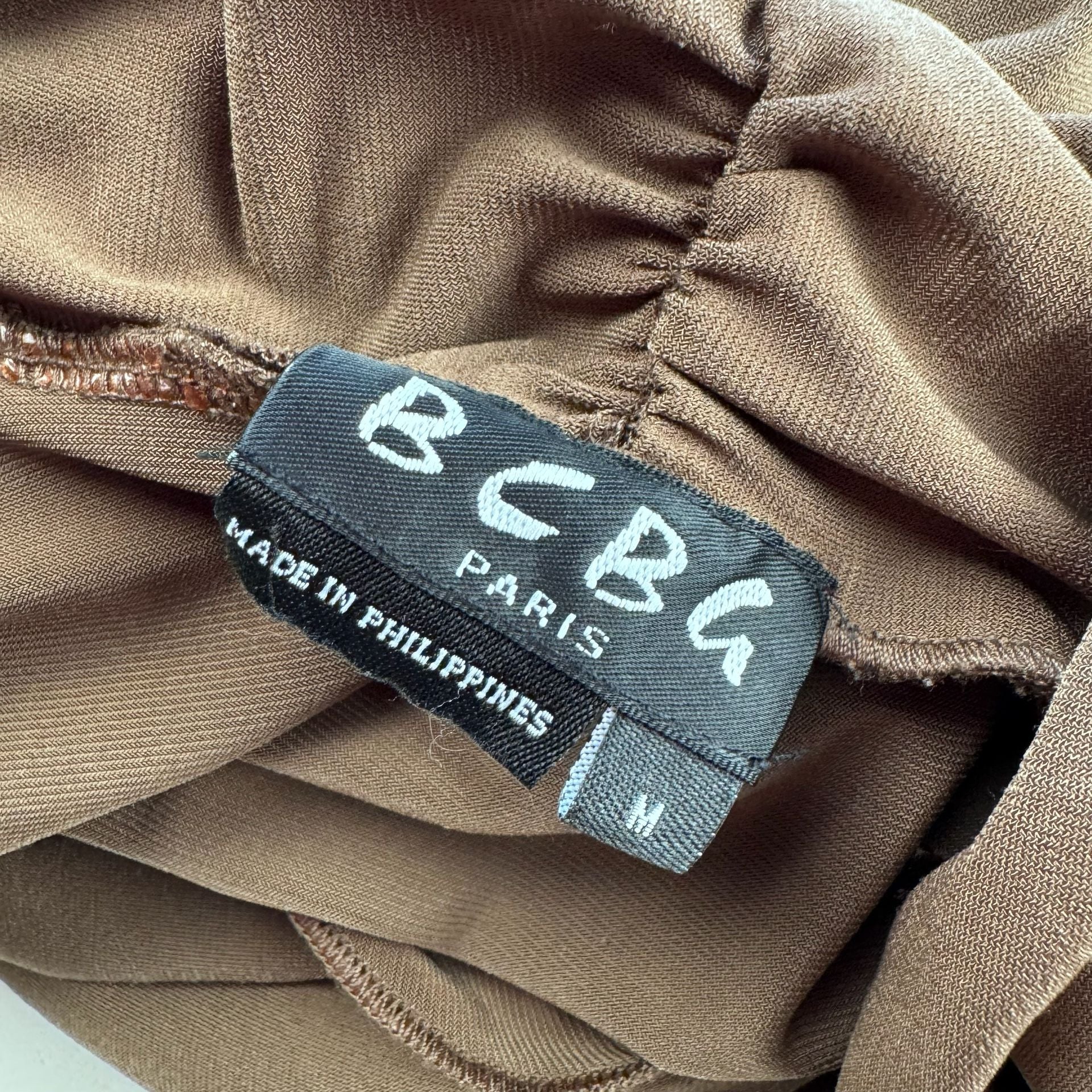 BCBG vintage Brown Ruched V-Neck Midi Dress medium  22