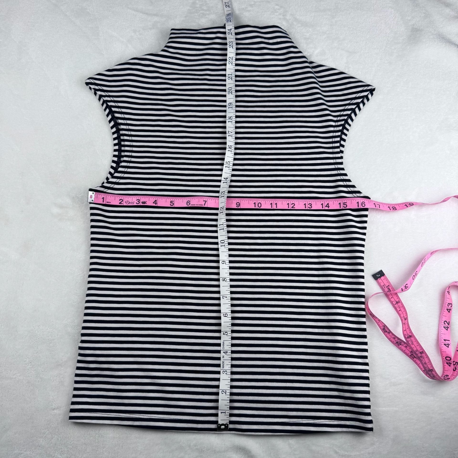 J.Crew Women's Size M Black and White Striped Sleeveless Mock Neck Top 3