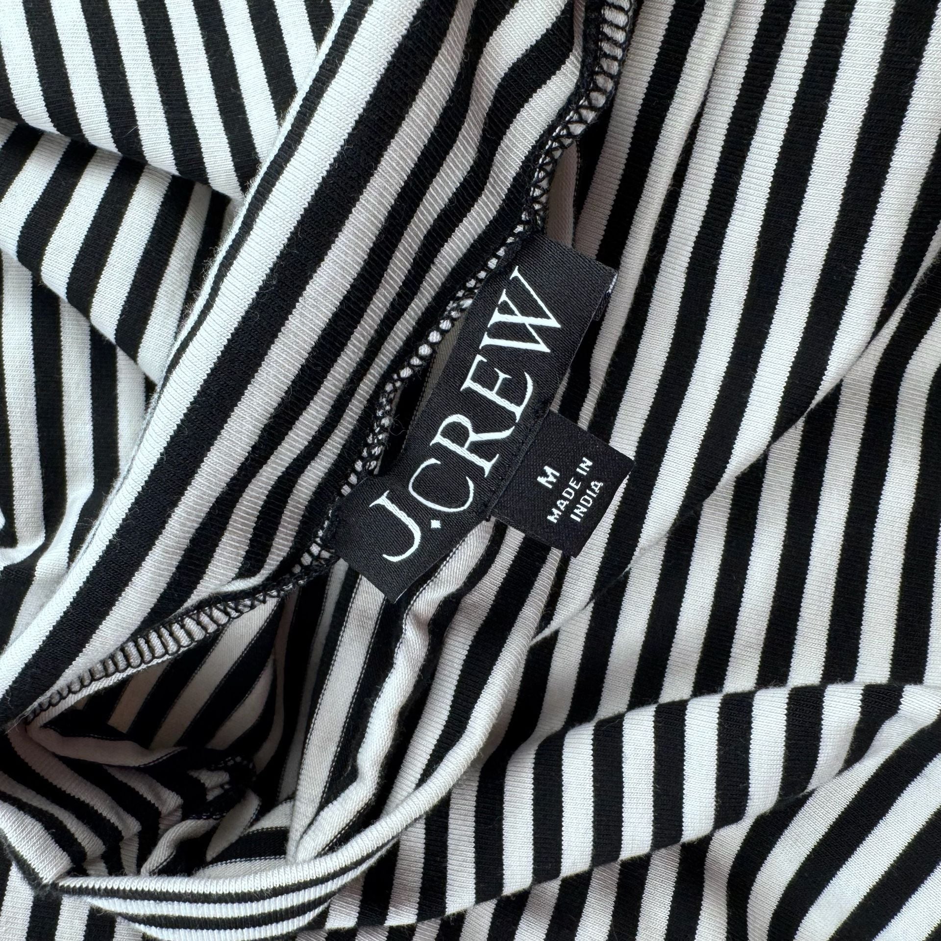 J.Crew Women's Size M Black and White Striped Sleeveless Mock Neck Top 6