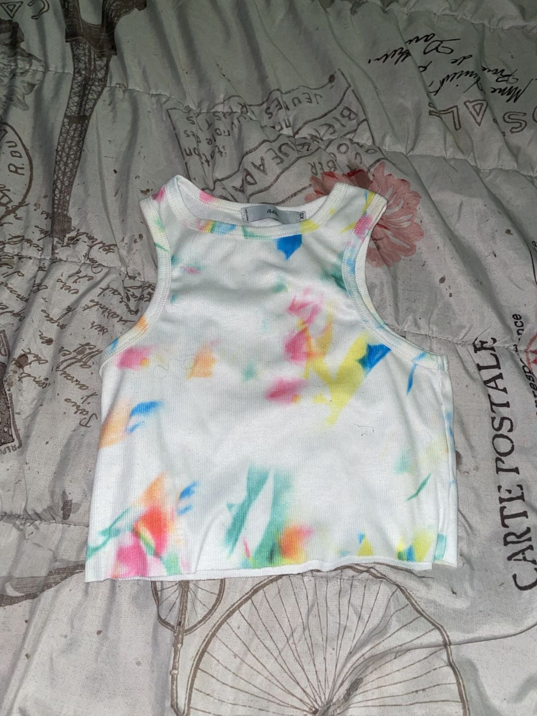 Adika Ribbed Tie-Dye Cropped Tank Top Size XS 1