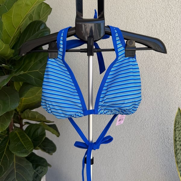 Wild Fable Blue Striped Halter Bikini Top 1X (16-18)