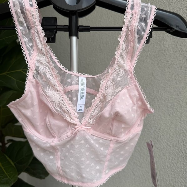 Wild Fable Pink Heart Mesh Lace Corset Bralette Size XS