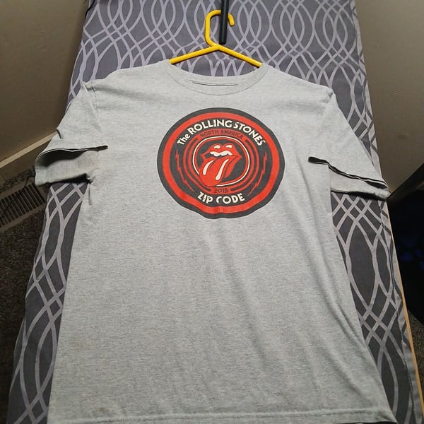 The Rolling Stones 2015 Zip Code Tour T-Shirt Gray Size Medium